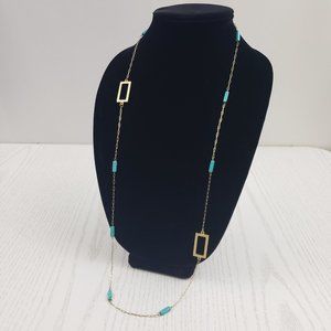 Lost Star Jewels Gold Tone Blue Bead Necklace Boho